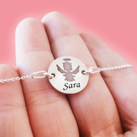 Angel - Bratara personalizata banut cu ingeras si nume gravat din argint 925 [1]