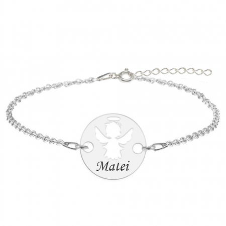 Bratari personalizate - Angel - Bratara personalizata banut cu ingeras si nume gravat din argint 925