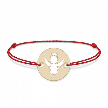 Bijuterii din aur - Angel - Bratara personalizata snur si banut cu ingeras din Aur 14 karate - 0,25 grame,10 mm