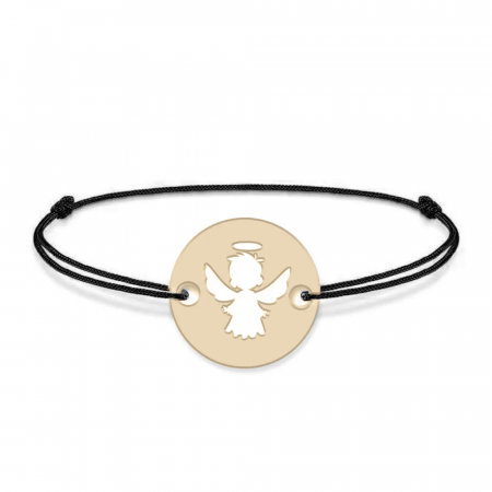 Angel - Bratara personalizata snur si banut cu ingeras din Aur 14 karate - 0,25 grame,10 mm [2]