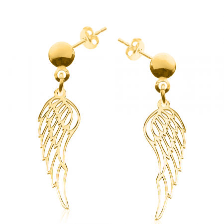 Cercei personalizati - Angela - Cercei personalizati aripi cu tija din argint 925 placat cu aur galben 24K