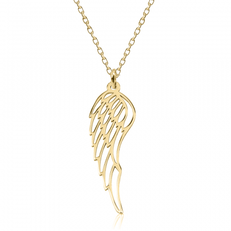 Bijuterii placate cu aur - Angela - Colier personalizat aripa din argint 925 placat cu aur galben 24K