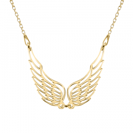 Bijuterii placate cu aur - Angela - Colier personalizat doua aripi ingeras din argint 925 placat cu aur galben 24K