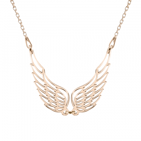 Bijuterii placate cu aur - Angela - Colier personalizat doua aripi ingeras din argint 925 placat cu aur roz