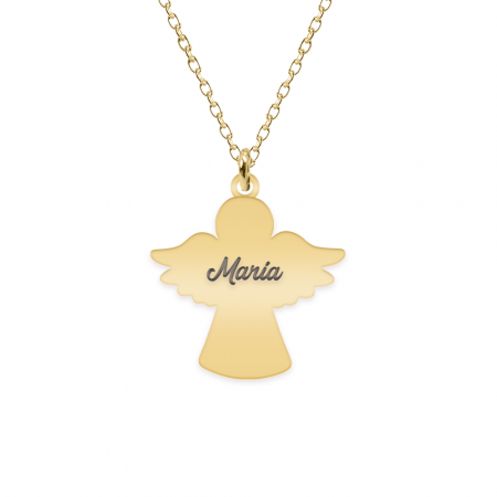 Bijuterii din argint placate cu aur 24K - Angelino - Colier personalizat ingeras din argint 925 placat cu aur galben 24K