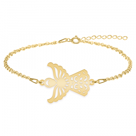 Bijuterii personalizate - Aniela  - Bratara personalizata ingeras din argint 925 placat cu aur galben 24K
