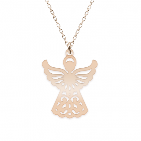 Bijuterii din argint placate cu aur 24K - Aniela - Colier personalizat ingeras din argint 925 placat cu aur roz