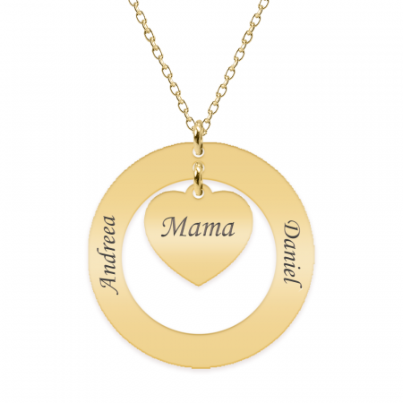 Anne - Colier personalizat din argint 925 placat cu aur galben 24K, cu cerc si inimioara [1]