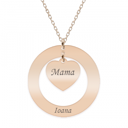 Anne - Colier personalizat din argint 925 placat cu aur roz, cu cerc si inimioara [2]