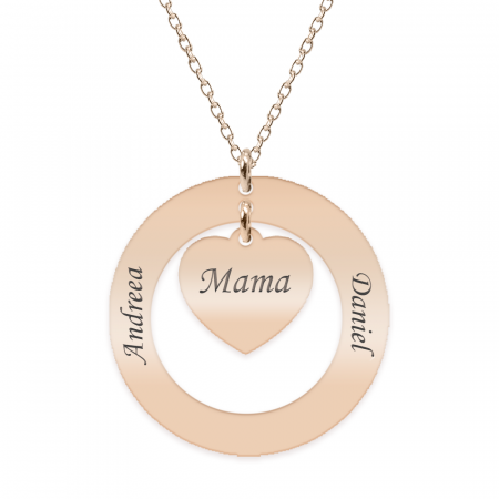 Anne - Colier personalizat din argint 925 placat cu aur roz, cu cerc si inimioara [3]