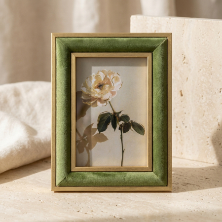 Cadouri de Craciun - Ramă foto Verona cu catifea velur verde, 20 × 15 cm, cu sticlă