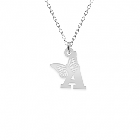 Colier personalizat cu litera si fluturas din argint 925 [1]