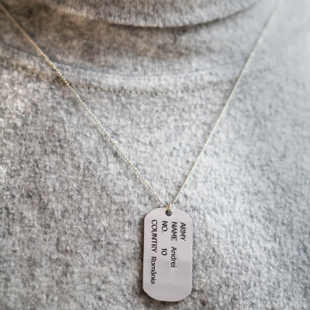 Army - Colier personalizat din argint 925 placat cu aur galben 24K - dog tag [1]