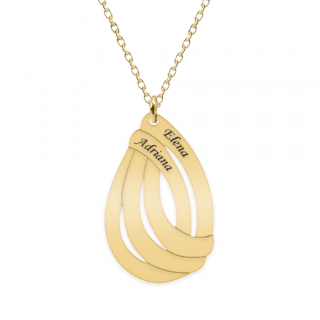 Bijuterii din argint placate cu aur 24K - Lant personalizabil cu talisman in forma de picatura - argint 925 placat cu aur 24K