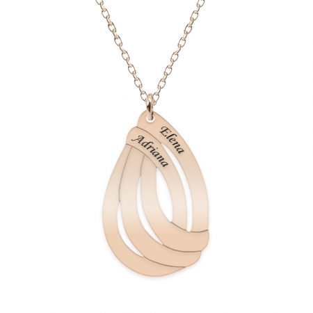Bijuterii din argint placate cu aur 24K - Lant personalizabil cu talisman in forma de picatura - argint 925 placat cu aur roz