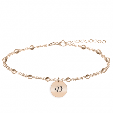 Bratari pentru picior - Ayla - Bratara personalizata tip salba pentru picior cu banut din argint 925 placat cu aur roz