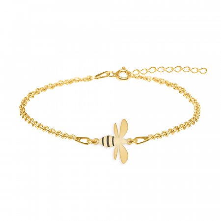 Bratari pentru picior - Bee - Bratara pentru picior cu albinuta din argint 925 placat cu aur galben 24K