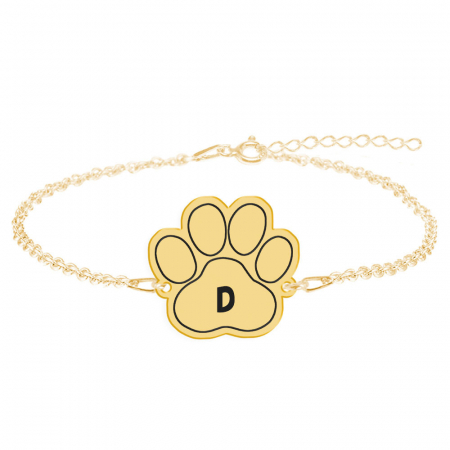 Bijuterii cu animale de companie - Bella- Bratara personalizata din argint placat cu aur galben 24K cu talisman labuta