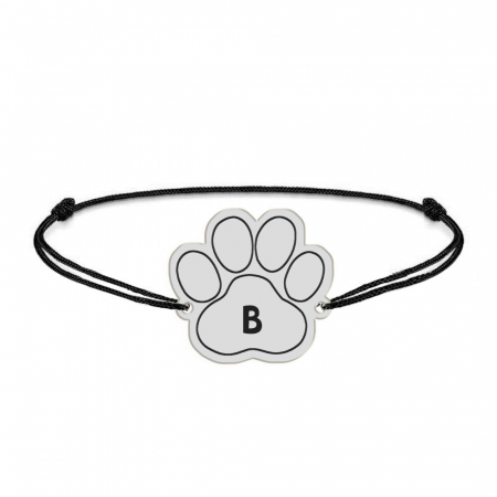 Bratari personalizate - Bella - Bratara personalizata din snur cu talisman argint - labuta