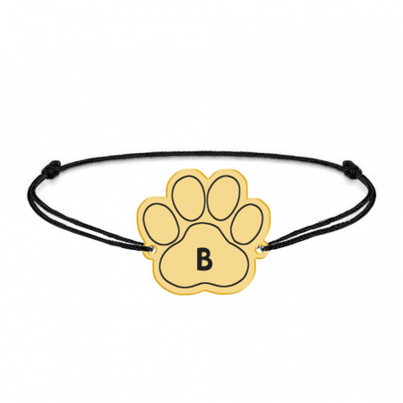 Bijuterii cu animale de companie - Bella - Bratara personalizata din snur cu talisman argint placat cu aur galben 24K - labuta