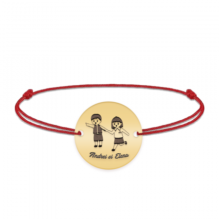 Bijuterii personalizate - Best Friends- Bratara personalizata snur prieteni din argint 925 placat cu aur galben 24K