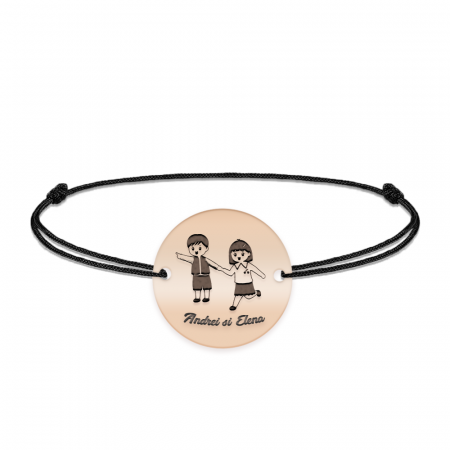 Bratari personalizate - Best Friends - Bratara personalizata snur prieteni din argint 925 placat cu aur roz