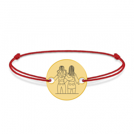Bratari personalizate - BFF - Bratara cu snur personalizata pentru cei mai buni prieteni din argint 925 placat cu aur galben 24K