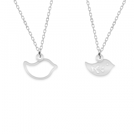 Bijuterii de cuplu si familie - Birdie - Set coliere personalizate cu porumbei din argint 925