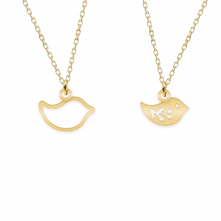 Seturi - Birdie - Set coliere personalizate cu porumbei din argint 925 placat cu aur galben 24K