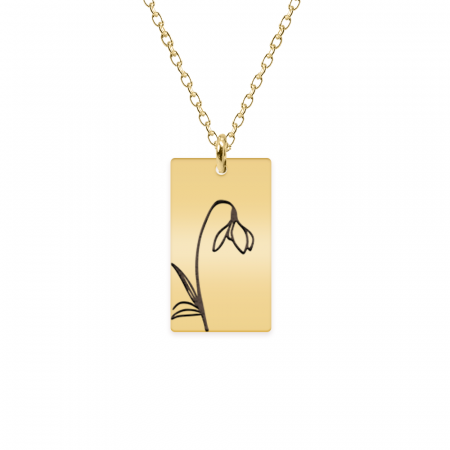 Lantisoare cu nume - Colier personalizat cu floarea specifica lunii de nastere a fiecaruia - argint 925 placat cu aur 24K