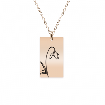 Lantisoare cu nume - Colier personalizat cu floarea specifica lunii de nastere a fiecaruia - argint 925 placat cu aur roz