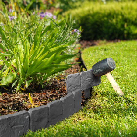 Amenajare si Decor Gradina - Bordura gradina gazon, 25x22 cm, model piatra, separator flori, plasti