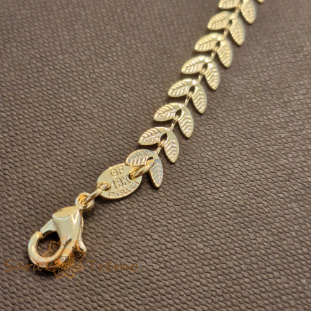 Bratara Sylva – placata aur 18K, 19+5 cm, frunzulițe, Brazilia [2]