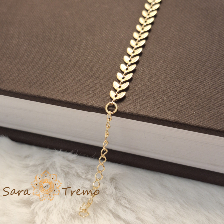 Bratara Sylva – placata aur 18K, 19+5 cm, frunzulițe, Brazilia [7]