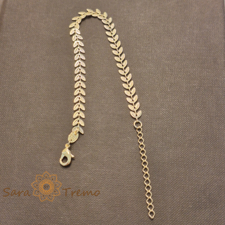 Bratara Sylva – placata aur 18K, 19+5 cm, frunzulițe, Brazilia [1]