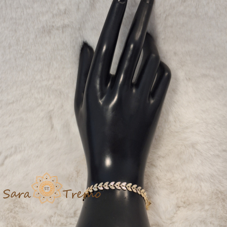 Bratara Sylva – placata aur 18K, 19+5 cm, frunzulițe, Brazilia [4]