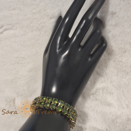 Bratari - Bratara Esmeralda – placata aur 14K cu zirconia verde, 18 cm