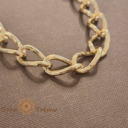 Bratara Ancora – unisex, placata aur 14K, zale ovale texturate, 21 cm [1]