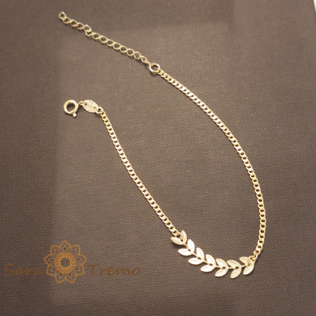 Bratari - Bratara Daphne – placata aur 18K, 20+5 cm, frunzulite, Brazilia