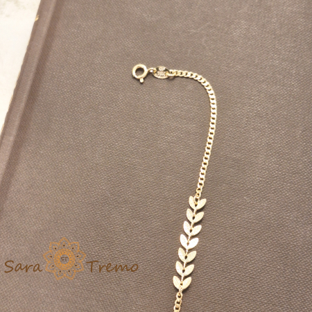 Bratara Daphne – placata aur 18K, 20+5 cm, frunzulite, Brazilia [5]