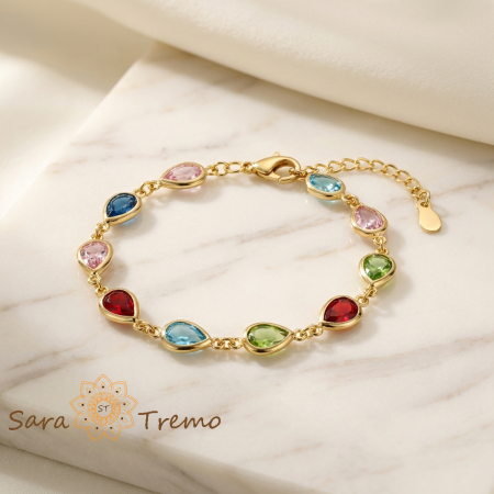 Bratari - Bratara Regina Culorilor – Bratara reglabila placata cu aur 14K cu cristale multicolore