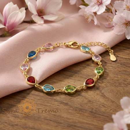 Bratara Regina Culorilor – Bratara reglabila placata cu aur 14K cu cristale multicolore [1]