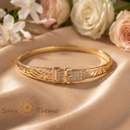 Bratara Eleganta Couture – Bratara fixa placata cu aur 14K model catarama cu zirconia [1]