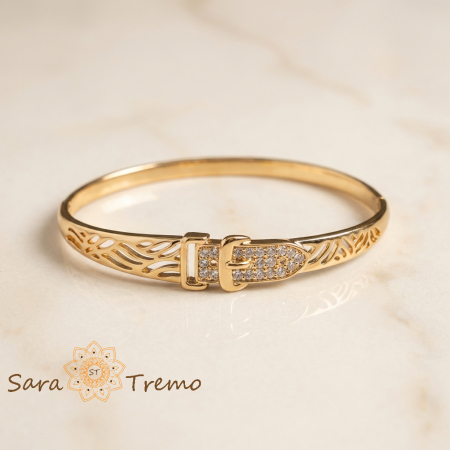 Bratari - Bratara Eleganta Couture – Bratara fixa placata cu aur 14K model catarama cu zirconia