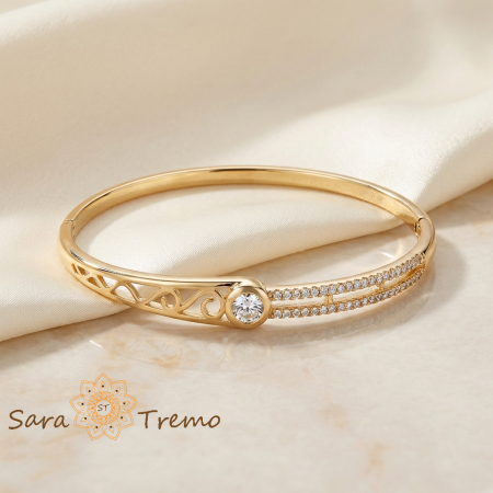 Bratari - Bratara Lumina Imperiala – Bratara fixa placata cu aur 14K cu zirconia albe