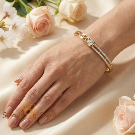 Bratara Lumina Imperiala – Bratara fixa placata cu aur 14K cu zirconia albe [2]