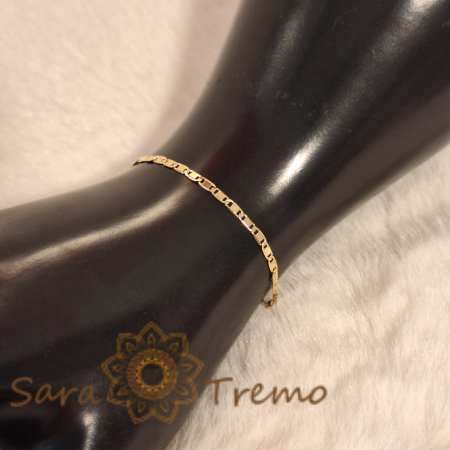 Brățară clasică unisex placată cu aur 18K, model cu plăcuțe - 19 cm [4]