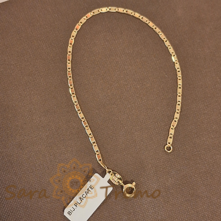 Bratari - Brățară clasică unisex placată cu aur 18K, model cu plăcuțe - 19 cm