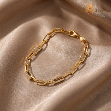 Bratara Verigi Stralucitoare – Bratara dama placata cu 3 straturi de aur 18K Brazilia, cu stanta, 19 cm [1]