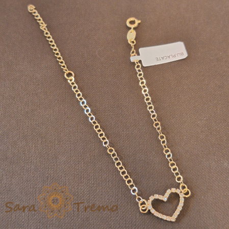 Bratari pentru picior - Bratara cu charm inimioara placata cu aur Selfie - 19-24 cm